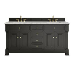 Brookfield 72IN Double Vanity Black Onyx w/ 3 CM Eternal Jasmine Pearl Silestone Top