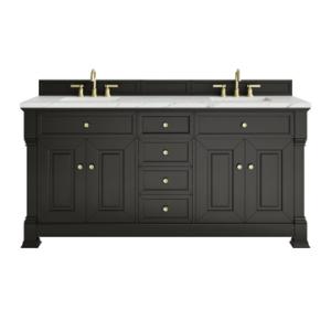 Brookfield 72IN Double Vanity Black Onyx w/ 3 CM Ethereal Noctis Silestone Top