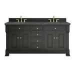 Brookfield 72IN Double Vanity Black Onyx w/ 3 CM Parisien Bleu Silestone Top