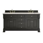 Brookfield 72IN Double Vanity Black Onyx w/ 3 CM Victorian Silver Silestone Top