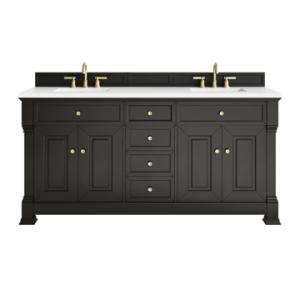 Brookfield 72IN Double Vanity Black Onyx w/ 3 CM White Zeus Silestone Top