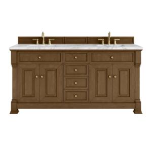Brookfield 72IN Double Vanity Honey Oak w/ 3 CM Carrara Marble Top