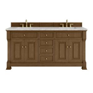 Brookfield 72IN Double Vanity Honey Oak w/ 3 CM Eternal Jasmine Pearl Silestone Top