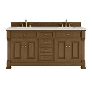 Brookfield 72IN Double Vanity Honey Oak w/ 3 CM Lime Delight Silestone Top
