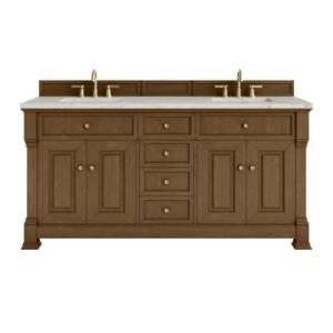 Brookfield 72IN Double Vanity Honey Oak w/ 3 CM Victorian Silver Silestone Top