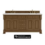 Brookfield 72IN Double Vanity Honey Oak w/ 3 CM Ethereal Noctis Silestone Top w/ Faucet Plate