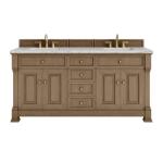 Brookfield 72IN Double Vanity Pecan w/ 3 CM Eternal Jasmine Pearl Silestone Top