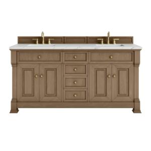 Brookfield 72IN Double Vanity Pecan w/ 3 CM Ethereal Noctis Silestone Top