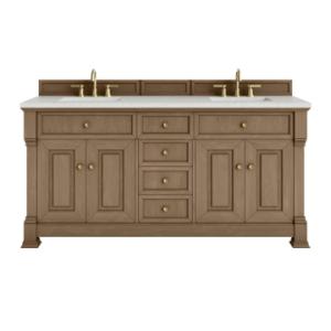 Brookfield 72IN Double Vanity Pecan w/ 3 CM Lime Delight Silestone Top