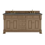 Brookfield 72IN Double Vanity Pecan w/ 3 CM Parisien Bleu Silestone Top