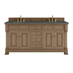 Brookfield 72IN Double Vanity Pecan w/ 3 CM Parisien Bleu Silestone Top