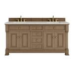 Brookfield 72IN Double Vanity Pecan w/ 3 CM Victorian Silver Silestone Top