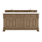Brookfield 72IN Double Vanity Pecan w/ 3 CM White Zeus Silestone Top