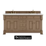 Brookfield 72IN Double Vanity Pecan w/ 3 CM Ethereal Noctis Silestone Top w/ Faucet Plate