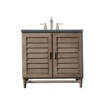 Portland 36IN Single Vanity Whitewashed Walnut w/ 3 CM Parisien Bleu Silestone Top