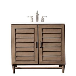 Portland 36IN Single Vanity Whitewashed Walnut w/ 3 CM White Zeus Silestone Top