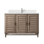 Portland 48IN Single Vanity Whitewashed Walnut w/ Single Hole 3 CM White Zeus Silestone Top & Backsplash