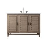 Portland 48IN Single Vanity Whitewashed Walnut w/ 3 CM Victorian Silver Silestone Top