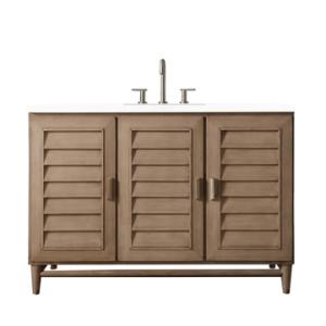 Portland 48IN Single Vanity Whitewashed Walnut w/ 3 CM White Zeus Silestone Top