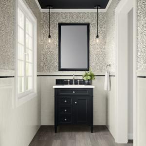 Brittany 30IN Single Vanity Black Onyx w/ 3 CM White Zeus Silestone Top