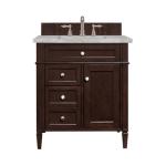 Brittany 30IN Single Vanity Burnished Mahogany w/ 3 CM Victorian Silver Silestone Top