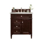 Brittany 30IN Single Vanity Burnished Mahogany w/ 3 CM White Zeus Silestone Top