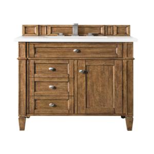 Brittany 30IN Single Vanity Saddle Brown w/ 3 CM White Zeus Silestone Top