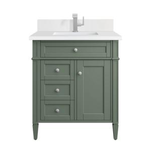 Brittany 30IN Single Vanity Smokey Celadon w/ Single Hole 3 CM White Zeus Top & Backsplash