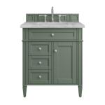Brittany 30IN Single Vanity Smokey Celadon w/ 3 CM Victorian Silver Top