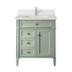 Brittany 30IN Single Vanity Sage Green w/ Single Hole 3 CM White Zeus Silestone Top & Backsplash
