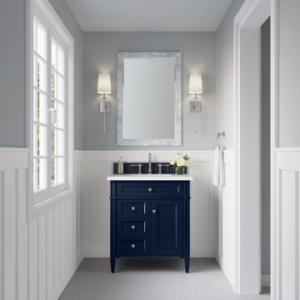 Brittany 30IN Single Vanity Victory Blue w/ 3 CM White Zeus Silestone Top