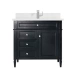 Brittany 36IN Single Vanity Black Onyx w/ Single Hole 3 CM White Zeus Silestone Top & Backsplash