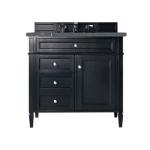 Brittany 36IN Single Vanity Black Onyx w/ 3 CM Parisien Bleu Silestone Top