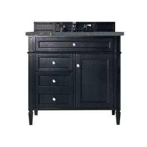 Brittany 36IN Single Vanity Black Onyx w/ 3 CM Parisien Bleu Silestone Top