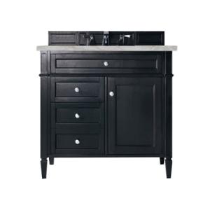 Brittany 36IN Single Vanity Black Onyx w/ 3 CM Victorian Silver Silestone Top
