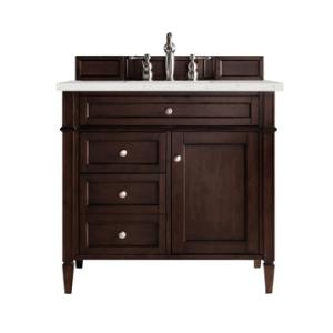 Brittany 36IN Single Vanity Burnished Mahogany w/ 3 CM Lime Delight Silestone Top