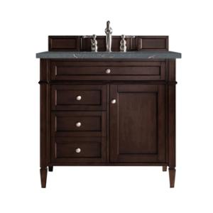 Brittany 36IN Single Vanity Burnished Mahogany w/ 3 CM Parisien Bleu Silestone Top