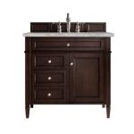 Brittany 36IN Single Vanity Burnished Mahogany w/ 3 CM Victorian Silver Silestone Top