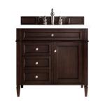 Brittany 36IN Single Vanity Burnished Mahogany w/ 3 CM White Zeus Silestone Top