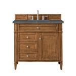 Brittany 36IN Single Vanity Saddle Brown w/ 3 CM Parisien Bleu Silestone Top