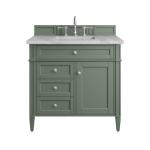 Brittany 36IN Single Vanity Smokey Celadon w/ 3 CM Victorian Silver Top