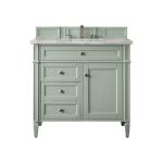 Brittany 36IN Single Vanity Sage Green w/ 3 CM Victorian Silver Silestone Top