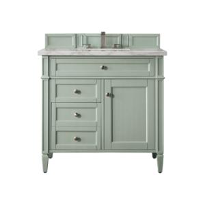 Brittany 36IN Single Vanity Sage Green w/ 3 CM Victorian Silver Silestone Top
