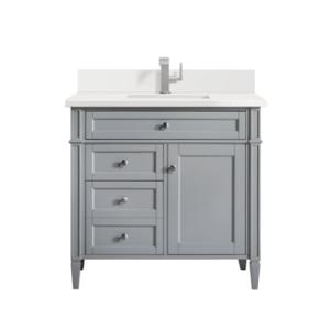 Brittany 36IN Single Vanity Urban Gray w/ Single Hole 3 CM White Zeus Silestone Top & Backsplash