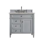 Brittany 36IN Single Vanity Urban Gray w/ 3 CM Victorian Silver Silestone Top