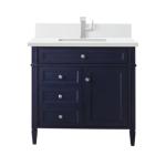 Brittany 36IN Single Vanity Victory Blue w/ Single Hole 3 CM White Zeus Silestone Top & Backsplash
