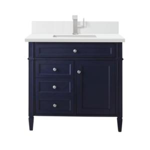 Brittany 36IN Single Vanity Victory Blue w/ Single Hole 3 CM White Zeus Silestone Top & Backsplash