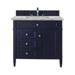 Brittany 36IN Single Vanity Victory Blue w/ 3 CM Victorian Silver Silestone Top