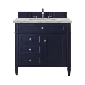 Brittany 36IN Single Vanity Victory Blue w/ 3 CM Victorian Silver Silestone Top
