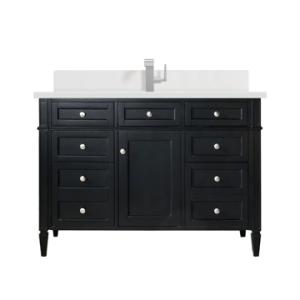 Brittany 48IN Single Vanity Black Onyx w/ Single Hole 3 CM White Zeus Silestone Top & Backsplash